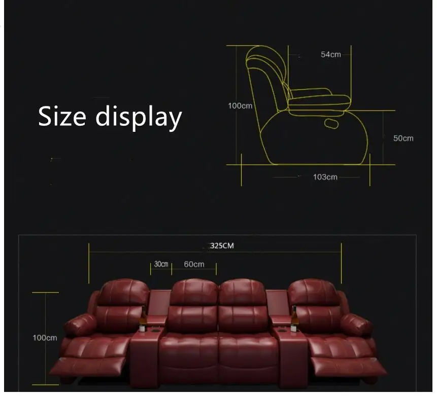 Factory customized home theater recliner sofa leather cinema electric power recliner Lounge theater furniture