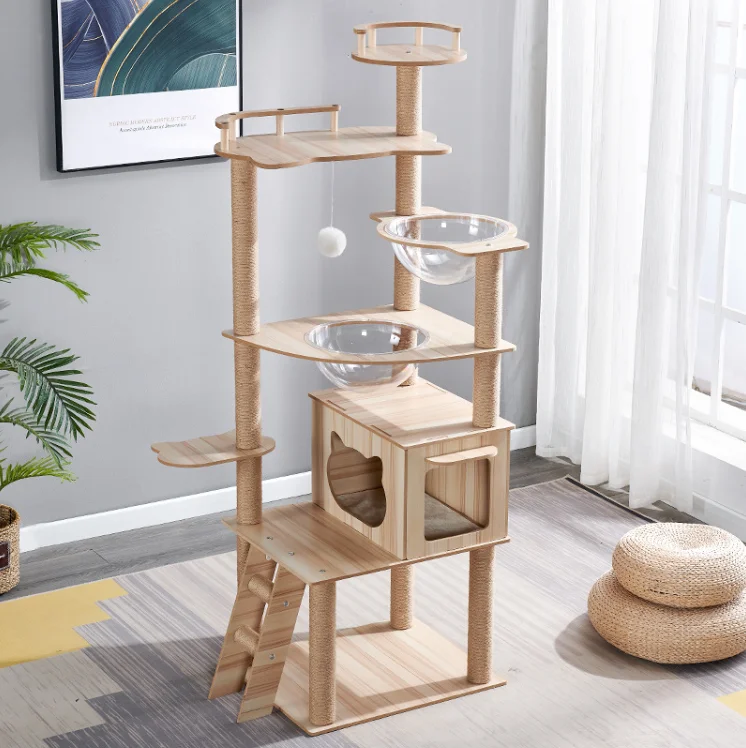 New Style Cat Tree Tower Furniture Condo with Scratching Post for Indoor Cats Kittens Activity Tower Kitty Pet Play House