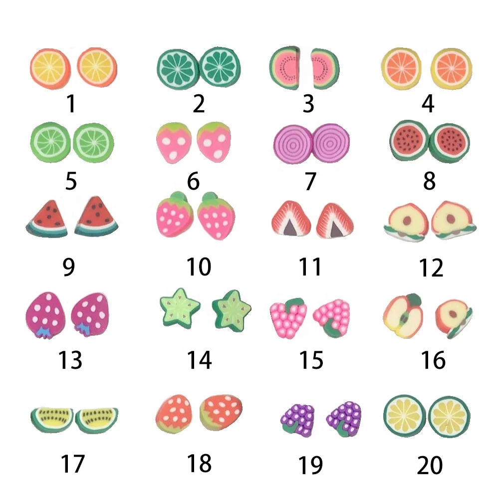 
New Arrive 500g Fruit Slices Polymer Clay Nail Art Sticker Soft Animal Flower Fruit Nail Decoration Slime Diy Supplies 