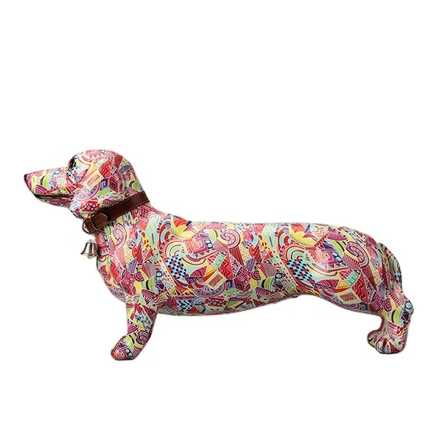 Hot Graffiti Resin Craft Dachshund Sculpture Indoor Decor Art Statue Dog Figurine For Home Decoration Accessories