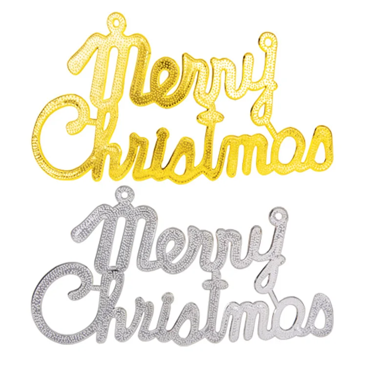Merry Christmas Letter Board Pendant Christmas Tree Ornaments DIY Plastic Sticky Powder Christmas Tree  Plastic Crafts