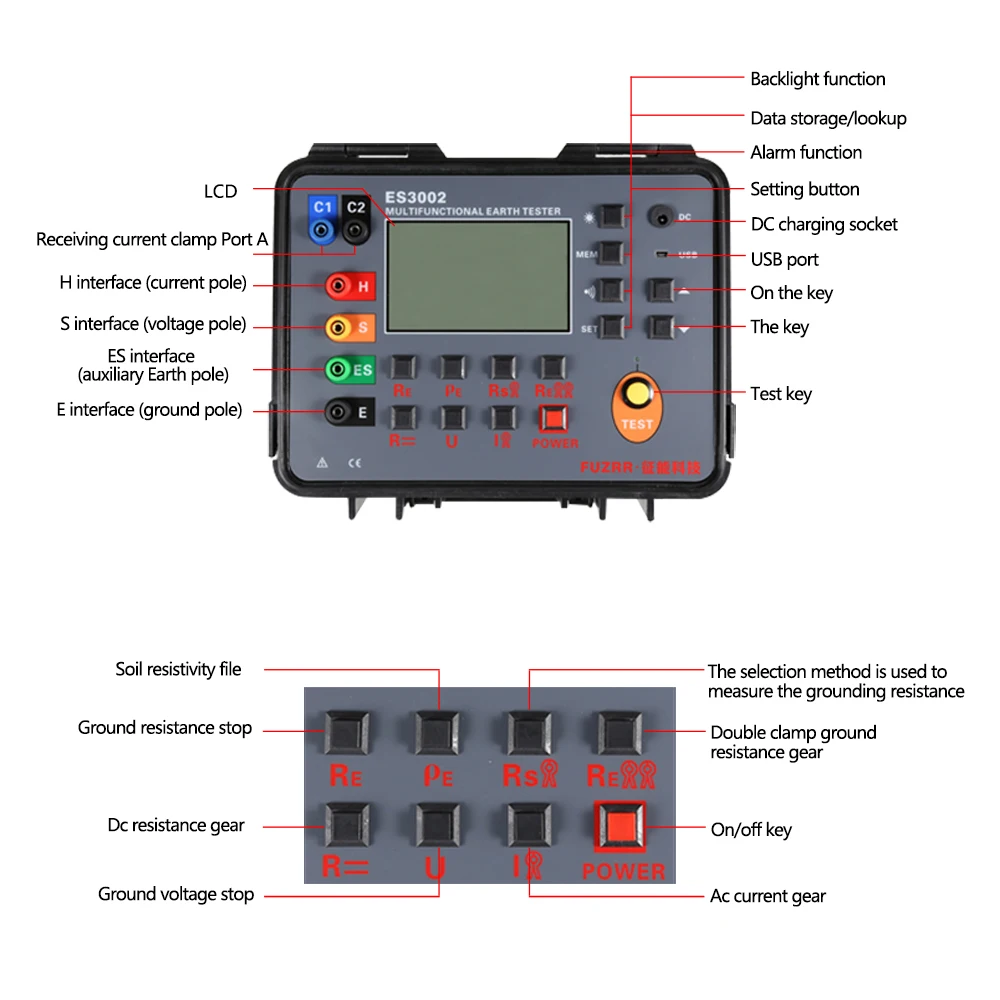 ES3002 accurate fast stable for power distribution line iron tower electric line cem dt-5300b earth resistance tester
