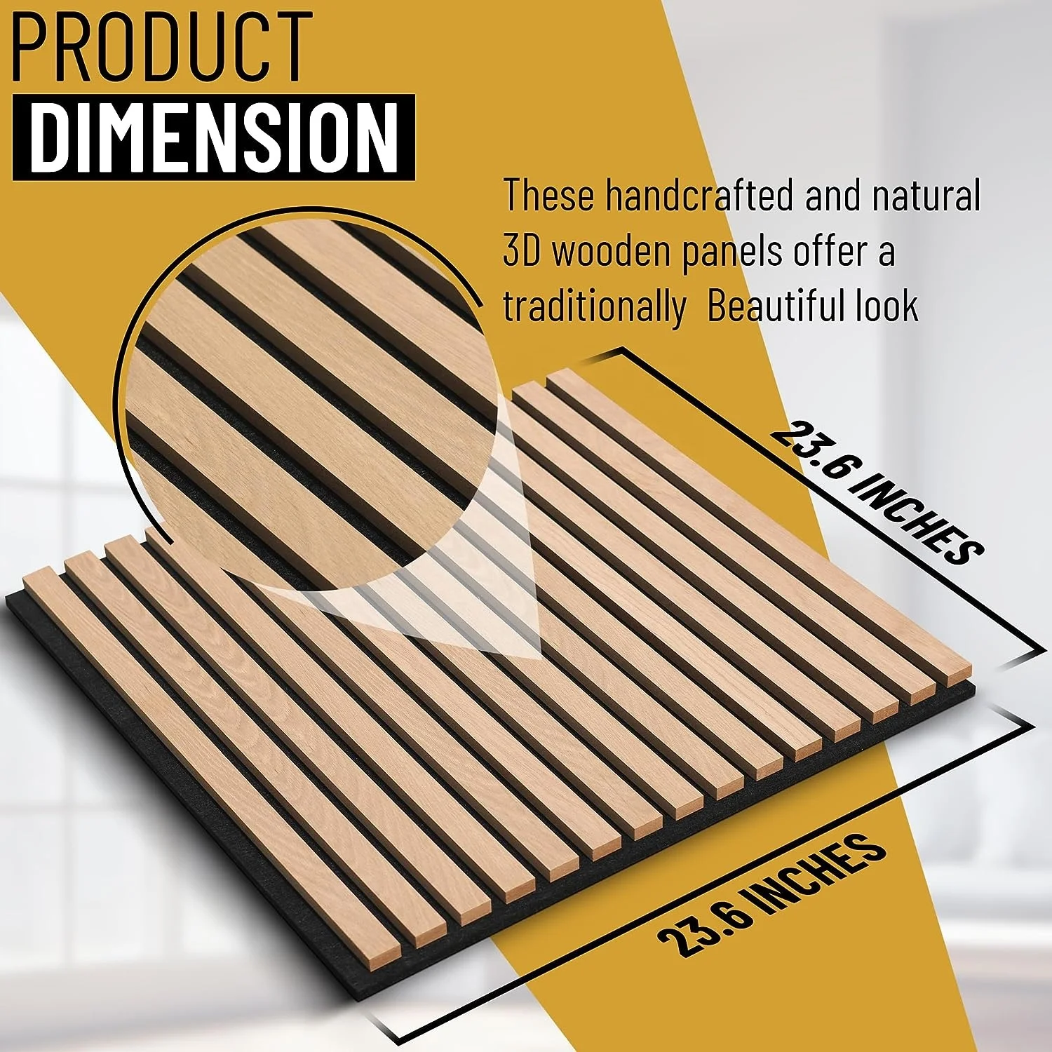 4 Pieces Square 3D Wooden Acoustic Panels Natural Oak Veneer Acoustic Wood Slat Panels for Interior Wall And Ceiling Decor