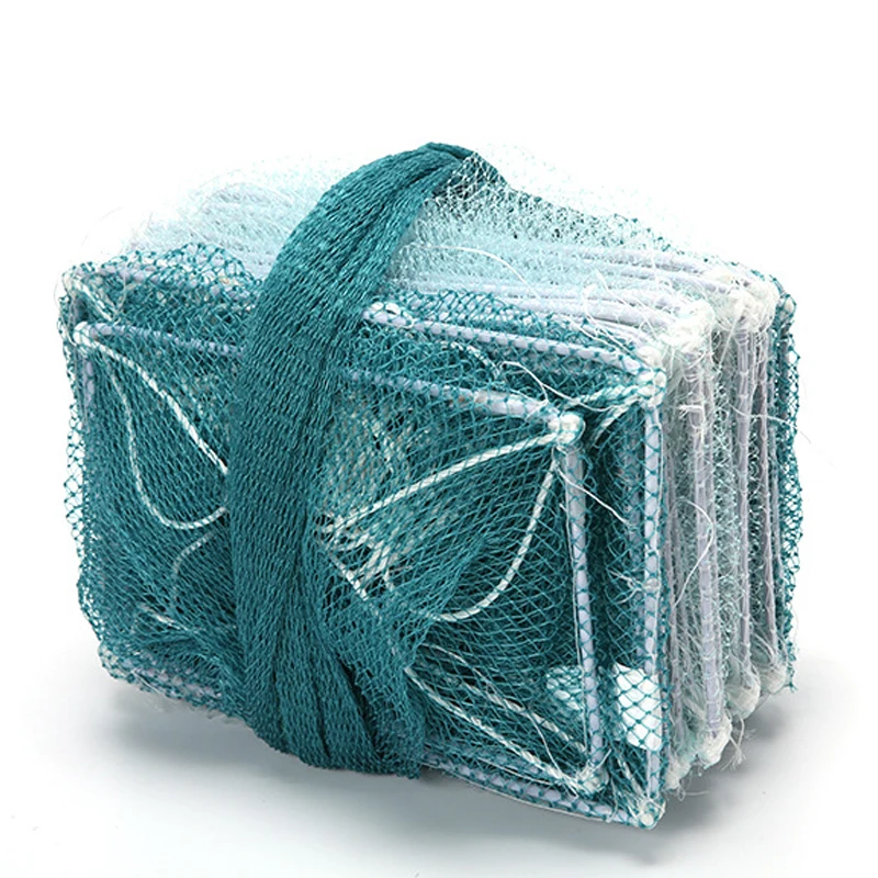 Portable Saltwater Lobster Cage Green Foldable Fishing Crayfish Traps