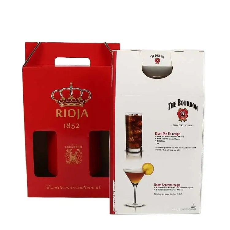 Custom Logo Corrugated Cardboard Packaging Sturdy Juice Wine Bottle Paper Box