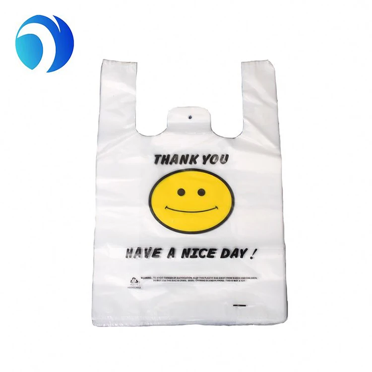 Thank You Shopping Recyclable Convenient LDPE Vest Bag Thicken Standard Size Strong HDPE T-shirt Plastic Customized Printing PE