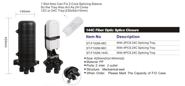 FTTH Outdoor 96 Core FOSC Fiber Dome 2 In 2 Out Waterproof Joint Enclosure Fiber Cable Joint Box Fiber Optic Splice Closure