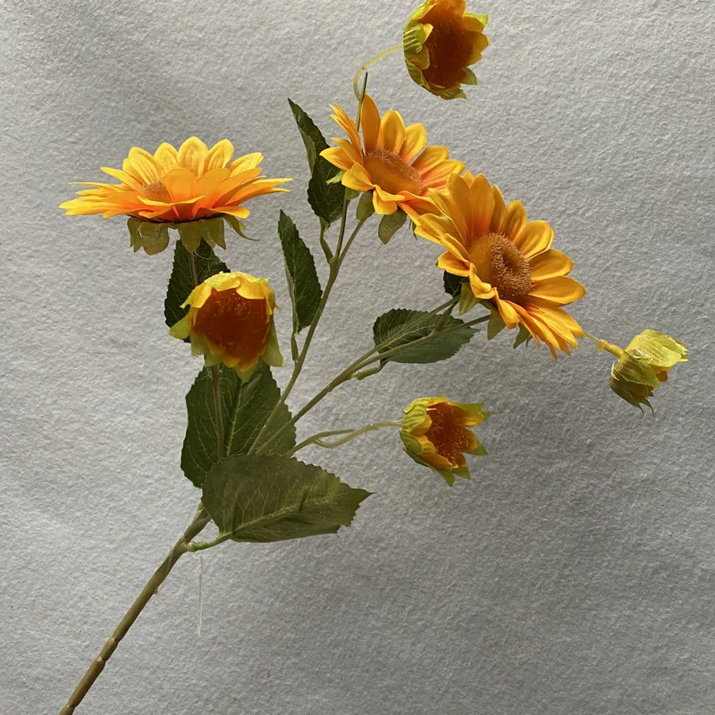 SHS010 Sweet lovely 5 flower head big size artificial sunflower home wedding indoor decoration