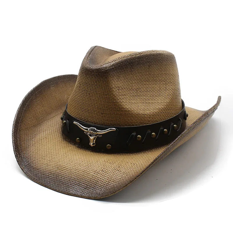 Western Cowboy Hat Men And Women Spring Summer Knight Riding Beach Travel Vacation Shade Hard Straw Top