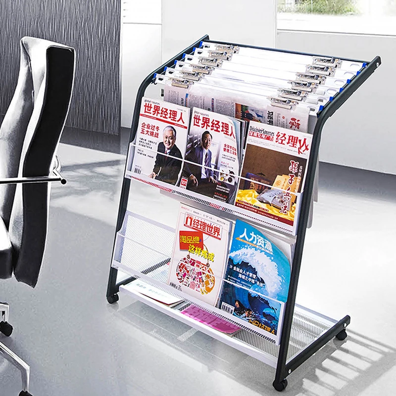 Floor standing clear acrylic magazine display stand, newspaper display stand, multiple layers metal magazine billboard