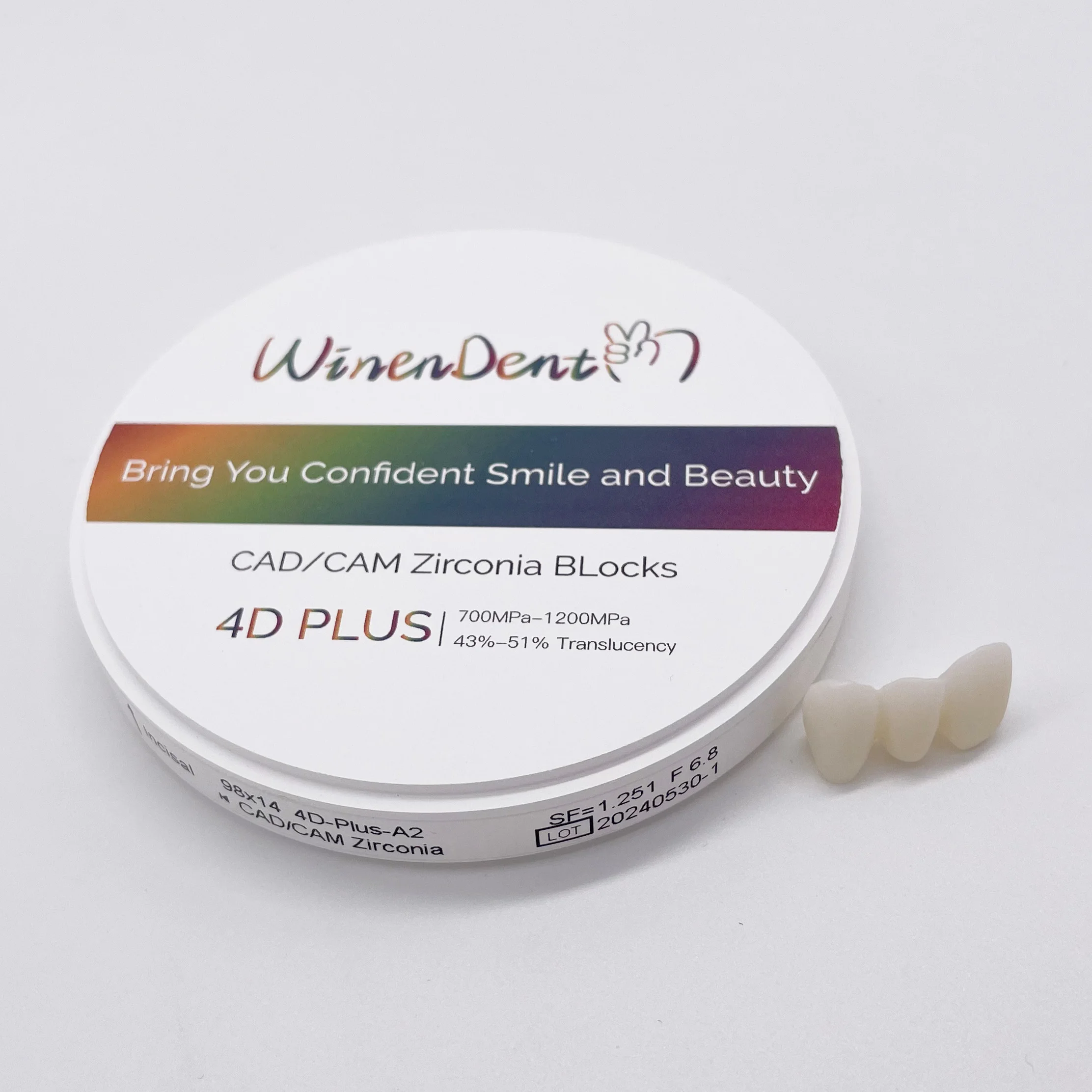 4D-Plus 98mm 22mm cad cam milling machine material high translucency zirconia block for implant