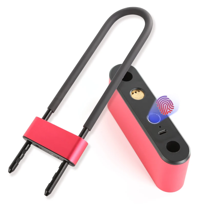 smart u-lock Anti-Theft motorbike or bicycle Fingerprint Key fingerprint double unlock U-lock