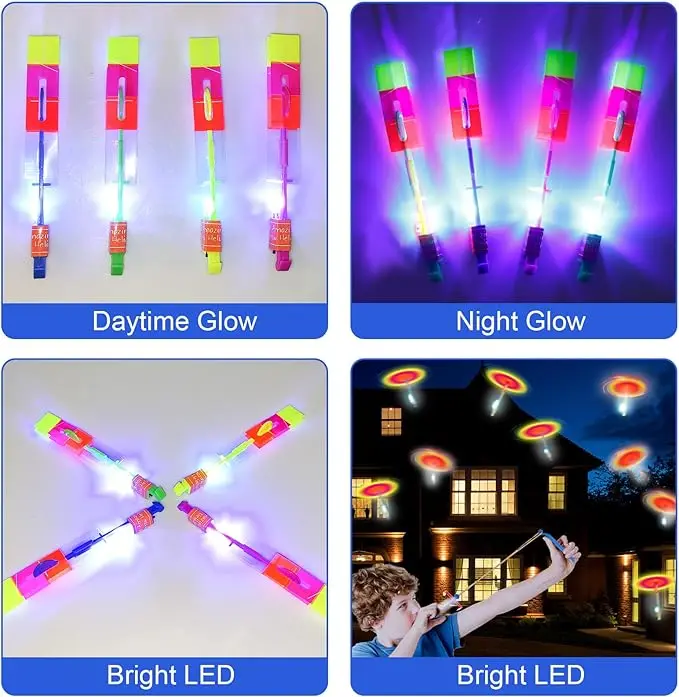 Led Arrow Helicopter Flying Toy Party Fun Gift Elastic Slingshot Flying Copters Birthdays Summer Day Party Favors Outdoor Game