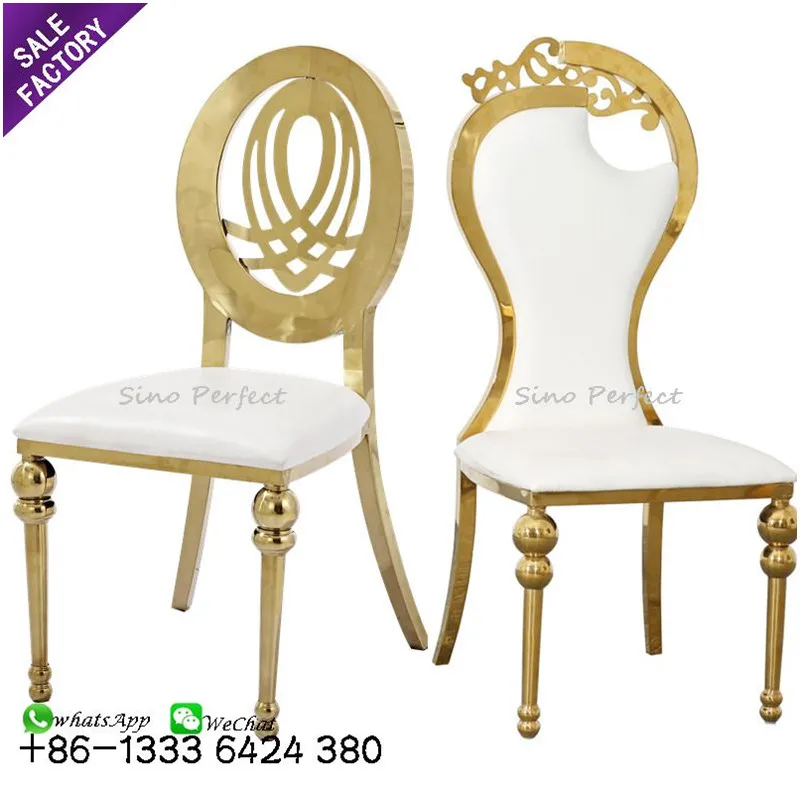 Cheap Wholesale Stainless Steel Stackable Gold Dinning Chair Metal Golden Stainless Steel Banquet Chair for Wedding