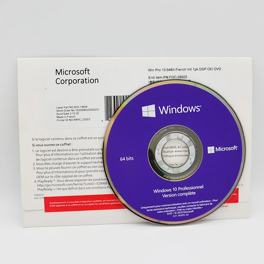 Windows 10 pro dvd version English 64/32bit in software