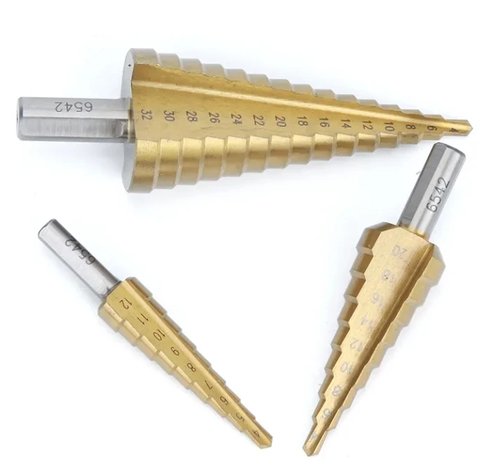 Hot Sale 4-12mm HSS 4241 Color Plating Step Drill Bit Straight Flute With Hex Shank For Wood Metal Hole Cutter