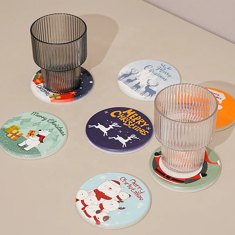 Wholesale Non-Slip ABS Drink Cup Coasters Custom Diatomite Beer Coaster Blanks Mat Pad for Glasses Table Use for Food Businesses