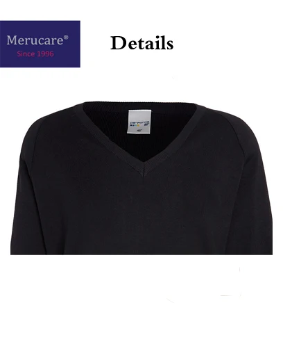 
Long sleeve v-neck knitted school jumper navy black wool cotton acrylic school sweater with logo 