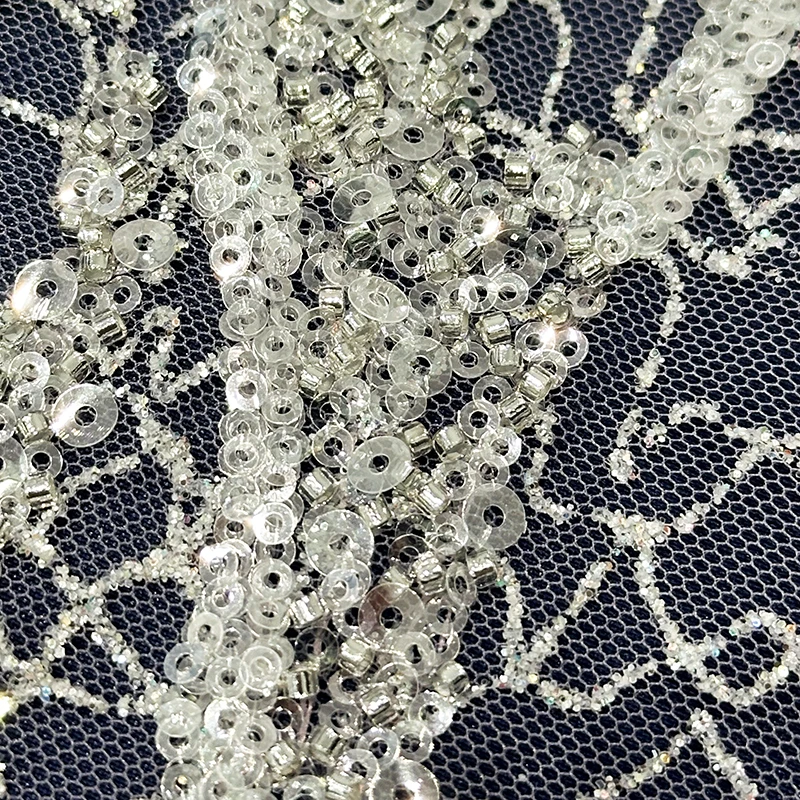 Hot sales china wholesale embroidery mesh crystal sequin lace fabric embroidered fabric for ladies african bridal lace fabric