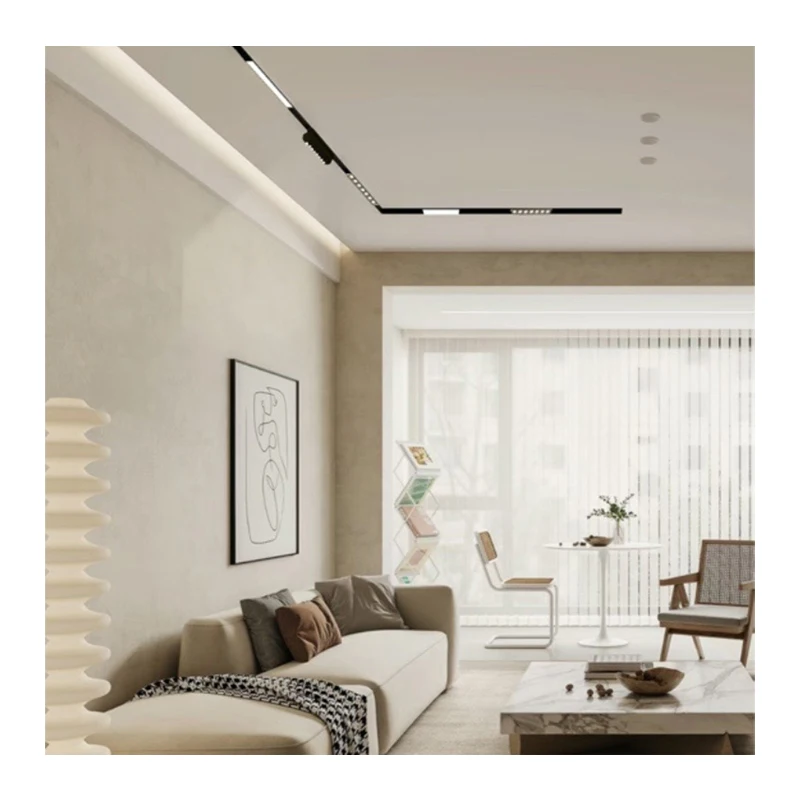 Aluminum Profile Magnetic Track Rail System DC48V Ceiling Spot Lamps Led Magnetic Track Light For Home Office Stretch Ceiling