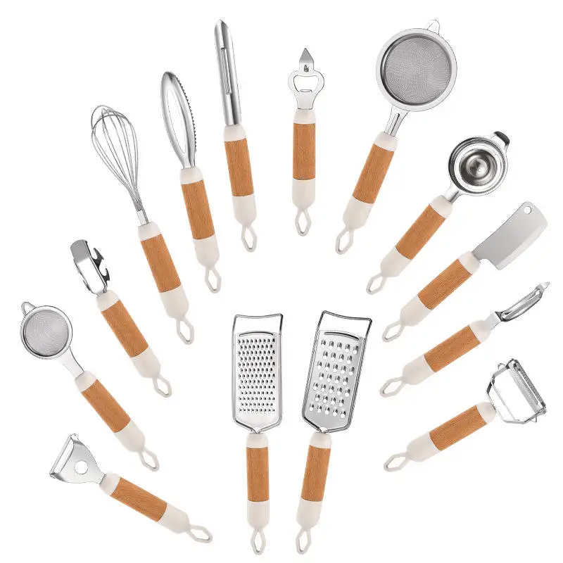 Hot Selling Kitchen Tool Kitchen Utensils Set With Wood Handle Kitchen Accessories Set