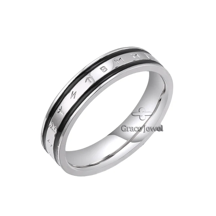 Grace Secret Symbol Engraving 925 Sterling Silver Men Women Couple Ring