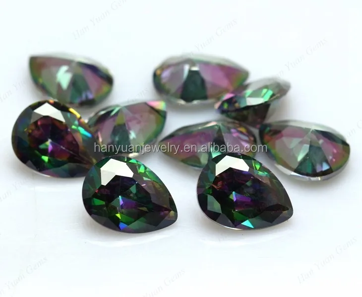 Wholesale 7x9mm Pear Shape Rainbow cubic zirconia CZ Gemstone