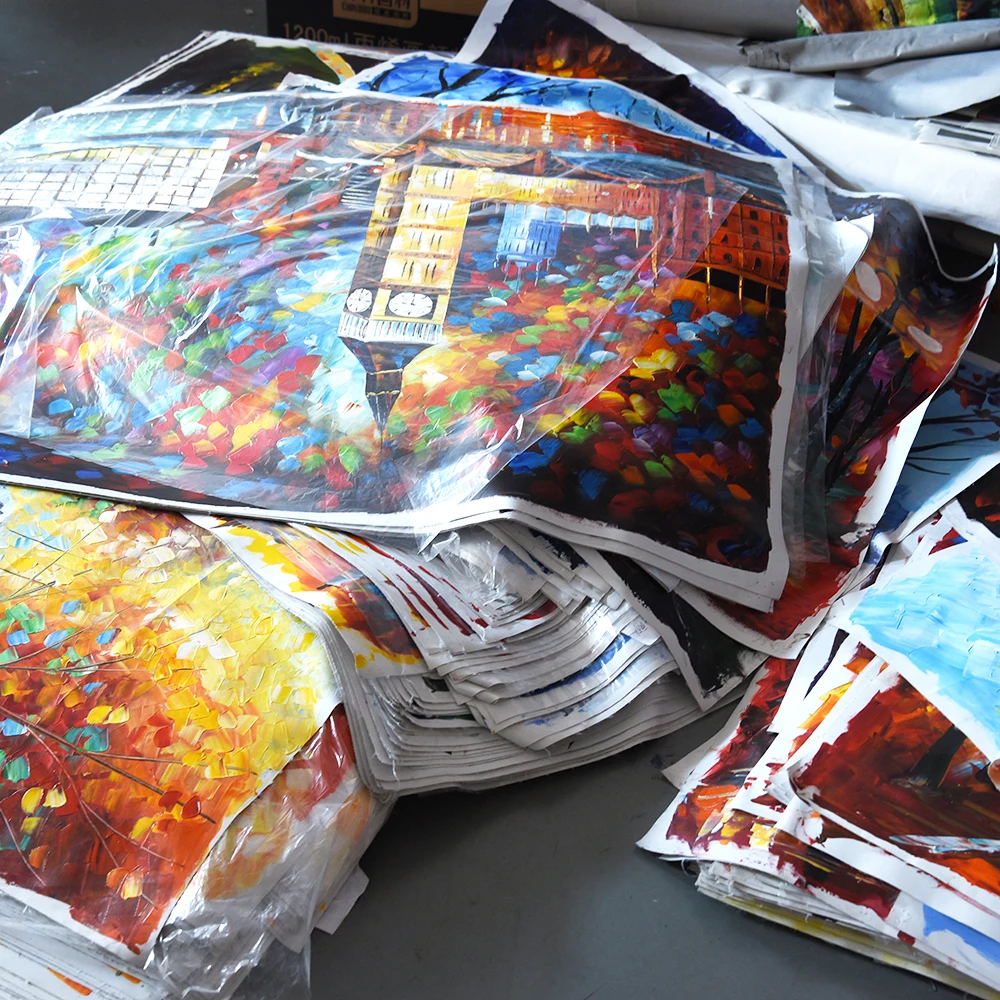 Handmade canvas oil painting with figure design Textured foil design for hotel decoration