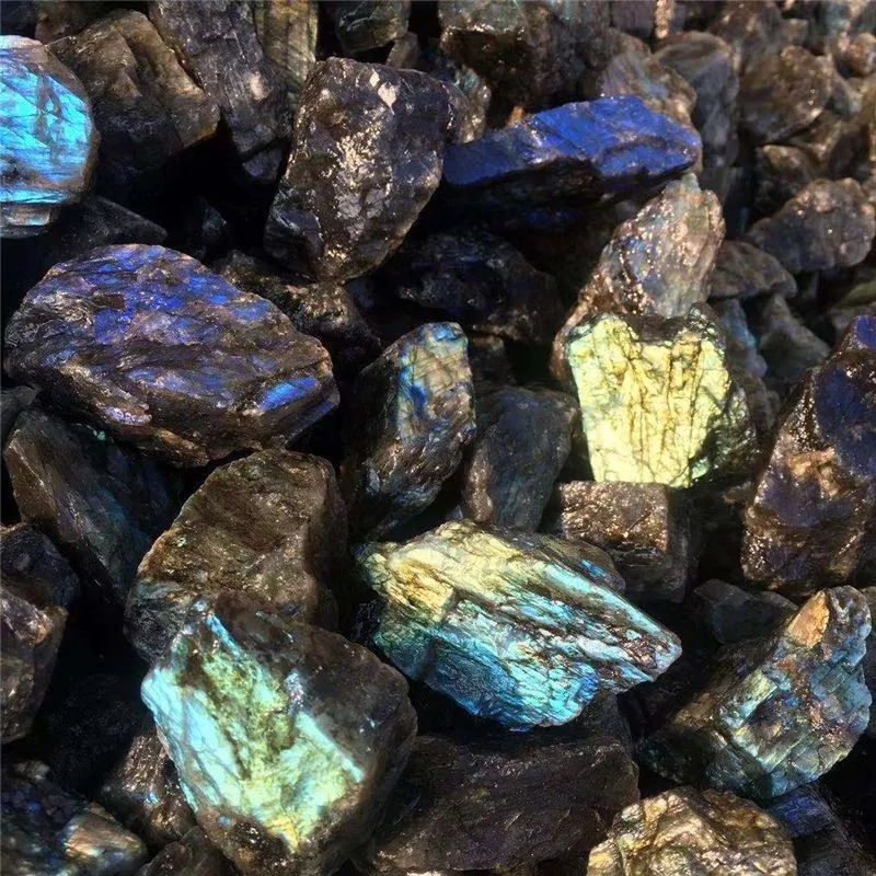 Wholesale high quality Natural Rainbow Raw Rough Labradorite Stone Quartz Crystal Mineral Specimen