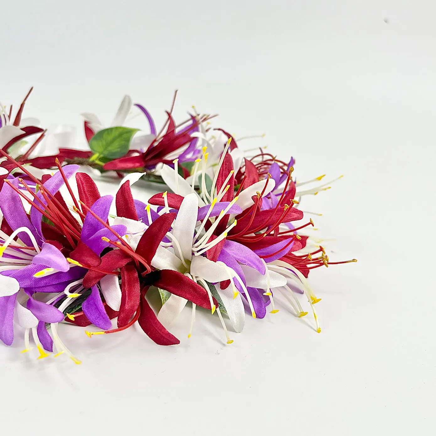 Artificial Spider Lily Headband Hawaiian Haku For Luau Merrie Monarch Polynesian Hula Dance Samoan Fabric Flower Headband Piece