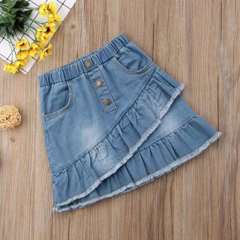 2025 Wholesale High Quality Spring Autumn Summer Season Little Kid Girl Mini Irregular Jeans Skirt