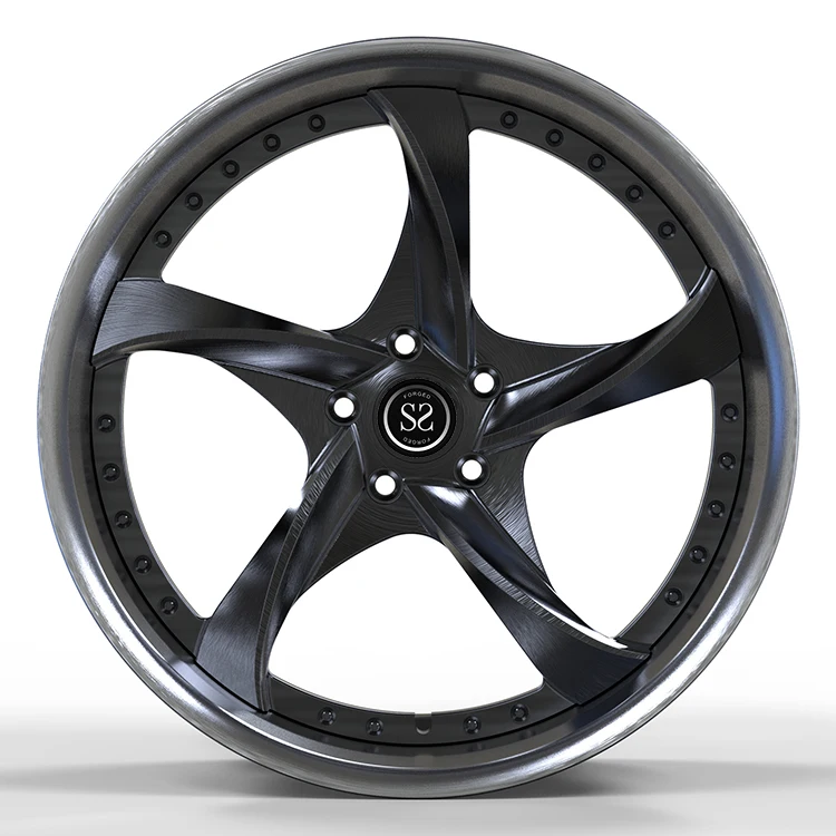 Fit to Corvette C8 5x120 Custom 2-PC Forged 6061-T6 Aluminum Alloy Rims Staggered 20inch Polish Barrel+Gre Disc