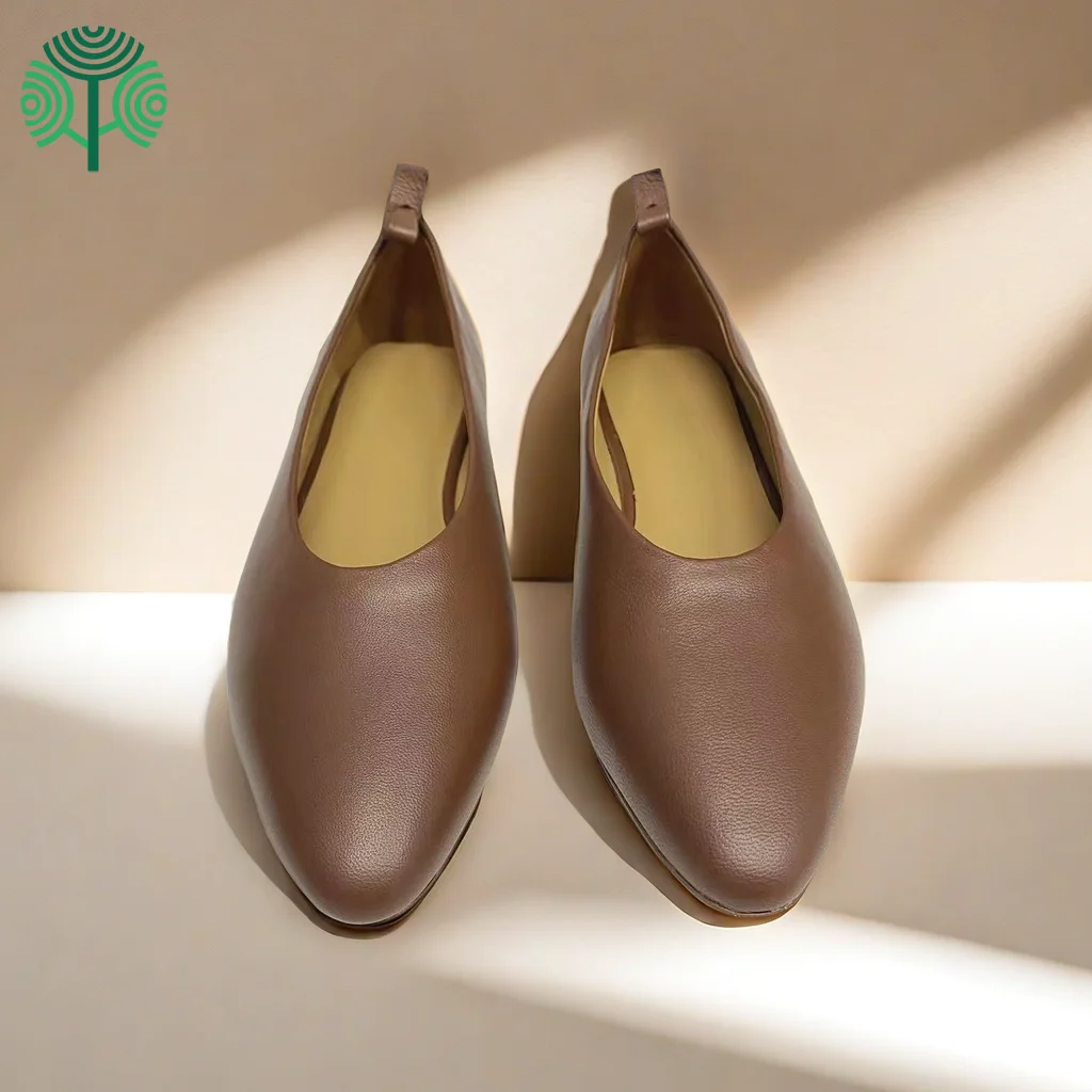 New Top Sheep leather Women ballet Flat Ballerina comfortable Shoes ladies lazy girls Loafers Pointed toe shoe customize factory