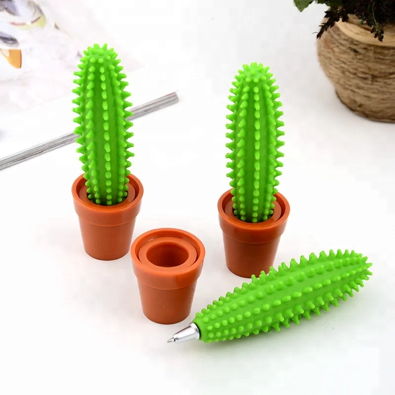 Wholesale school novelty 3D shape funny plastic creative cute cactus shape pens
