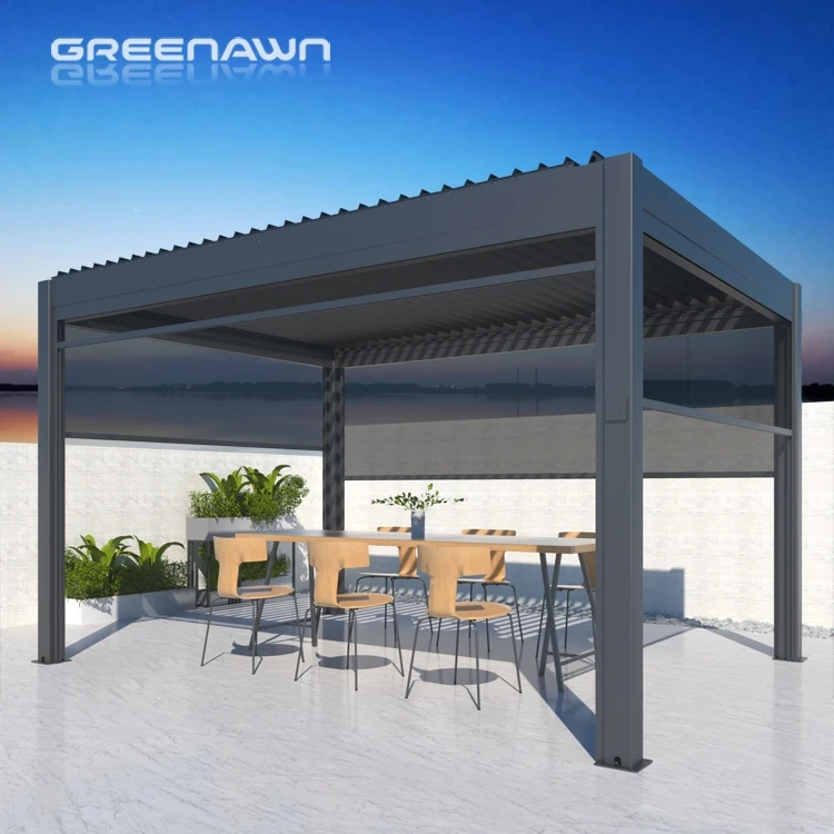 Leisure Waterproof Louver Roof System Aluminum Pergolas Automatic Outdoor Gazebo