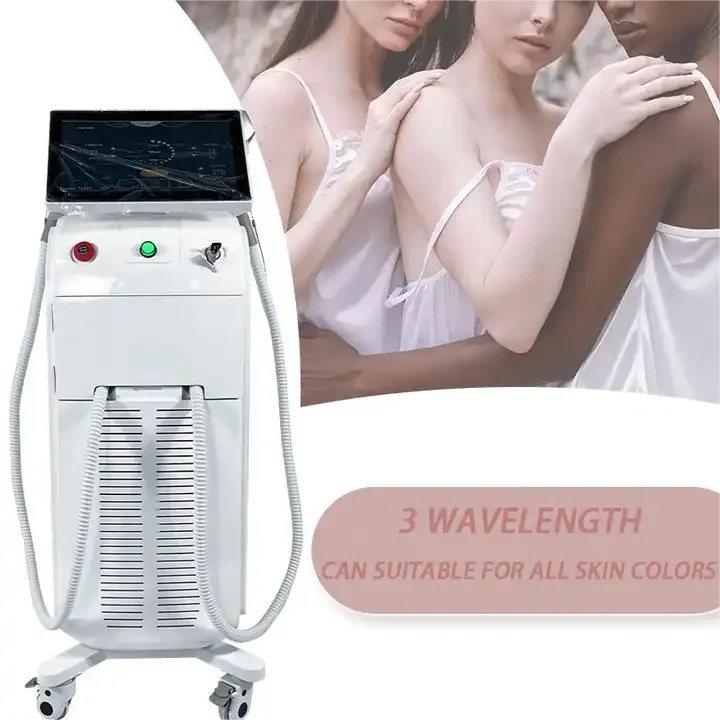 High Power 2400W Diode Laser Machine 755 808 1064NM 2 Handles 3 Wavelength 1600W Diode Laser Hair Removal Machine For Sale