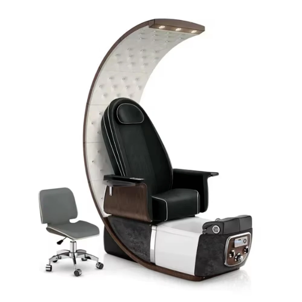 High quality oval massage pedicure chair with LED light and reversible back drainage pump for nail salon