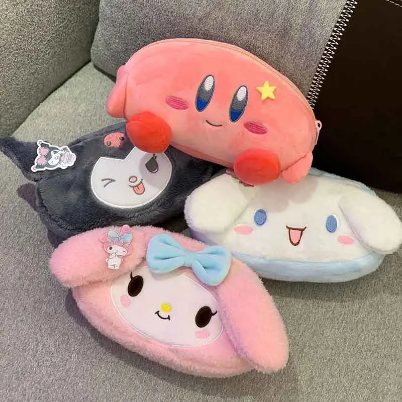 Large Capacity Cinnamoroll My Melody Kuromi Plush PP Filled Cartoon Pencil Case Anime Cosmetic Storage Bag Students Star Type