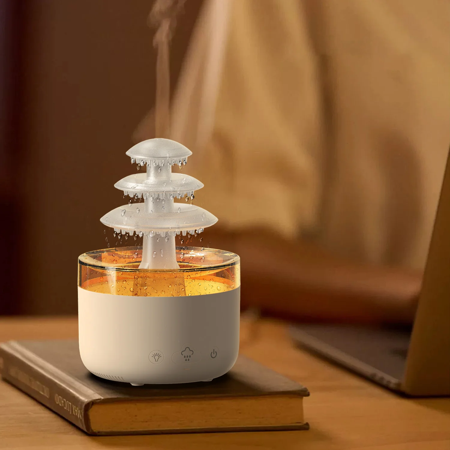 New UFO Rain Drop Humidifier 350ml 7 Changing Colors LED Lamp Ultrasonic Remote Control Rain Cloud Aroma Diffuser