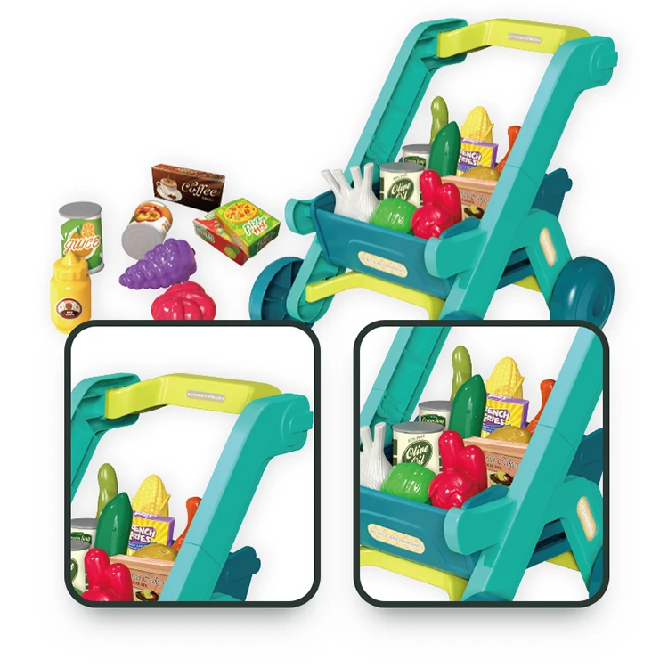 40pcs mini supermarket shopping cart trolley toy set kids role play toys educational pretend play toys for children