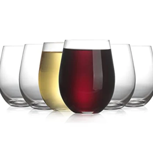 Wholesale Cheap Stemless Wine Glass Tumbler Custom 15oz  Crystal Set of 6 Glassware for Wedding Red Wine Soda and other Beverage