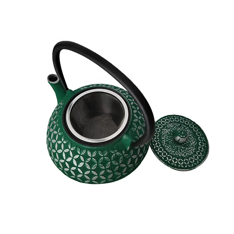 Chinese Teaware Set Instant Hot Water Kettle Green Cast Iron Teapot with Filter