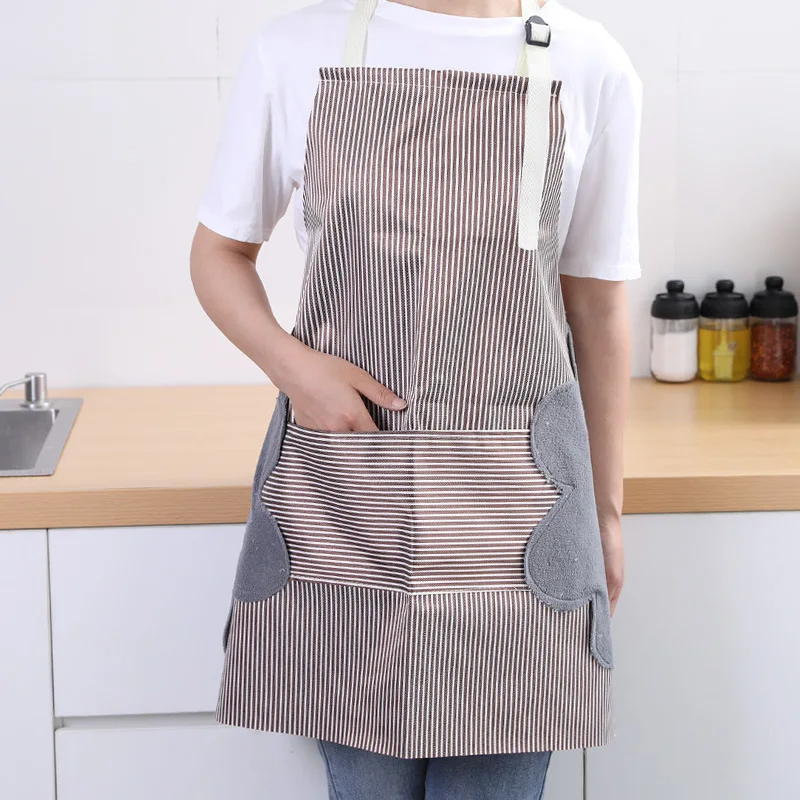 Apron with wiping hands household  waterproof  thickening Cooking kitchen With strap Oil pollution prevention Work clothes Apron