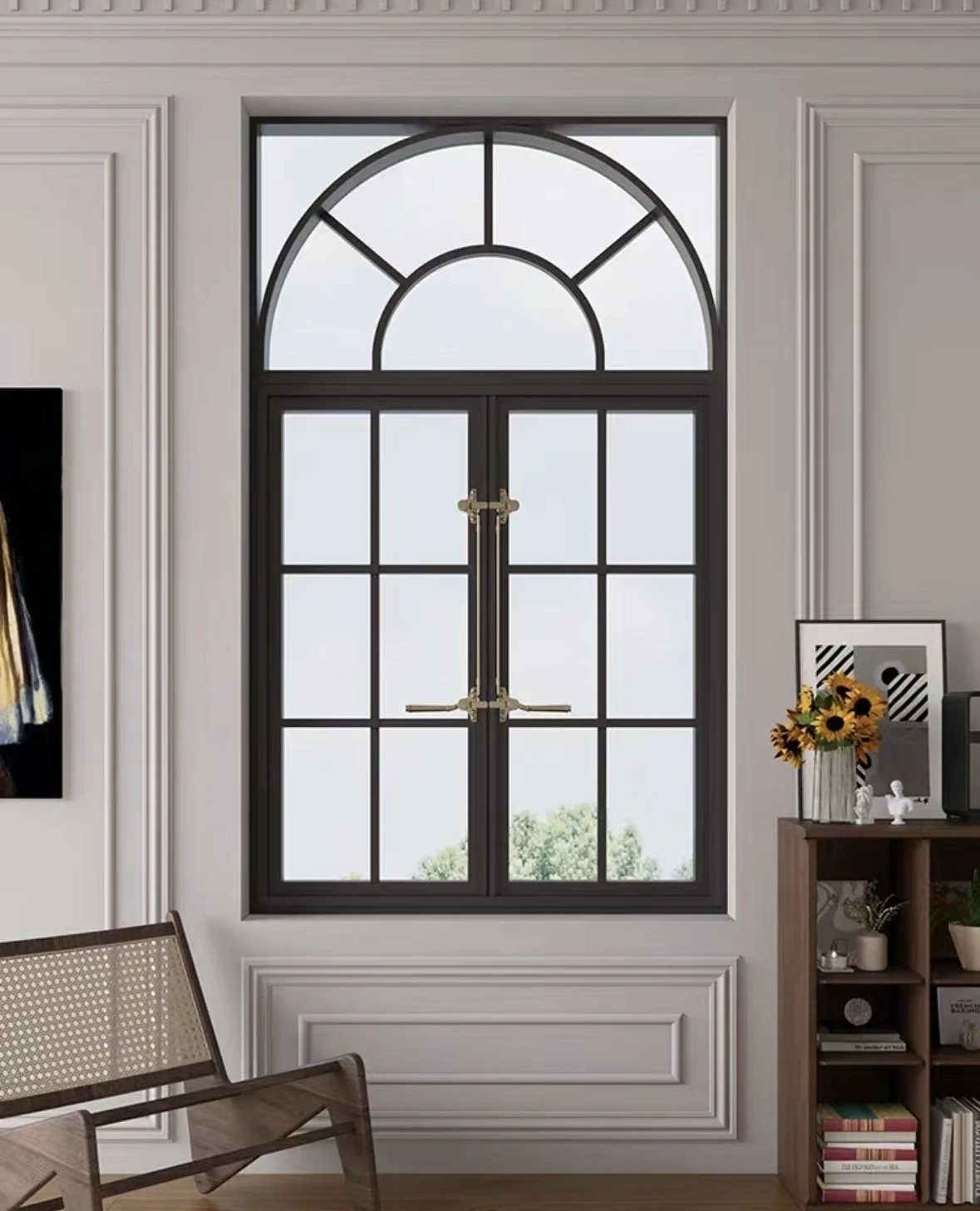 European style german colorful aluminum profile arched fixed window aluminium casement windows french swing windows