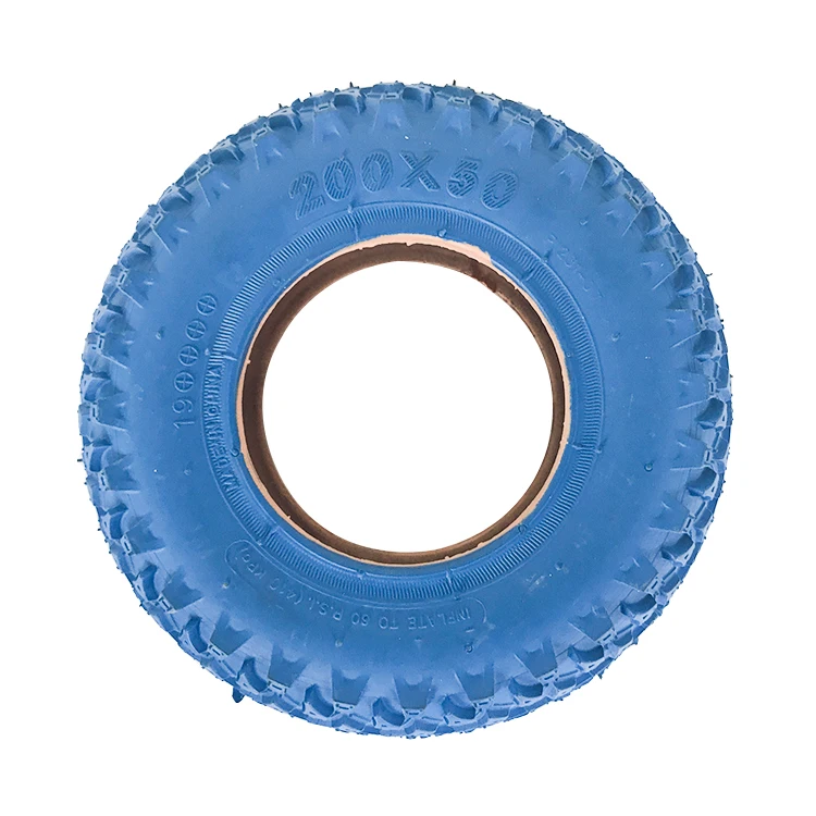 Wear Resistant 200x50 Electric Mountainboard Air Filled Blue Color Rubber Tire with Off-Road/Knobby Tread Tire for e Scooter