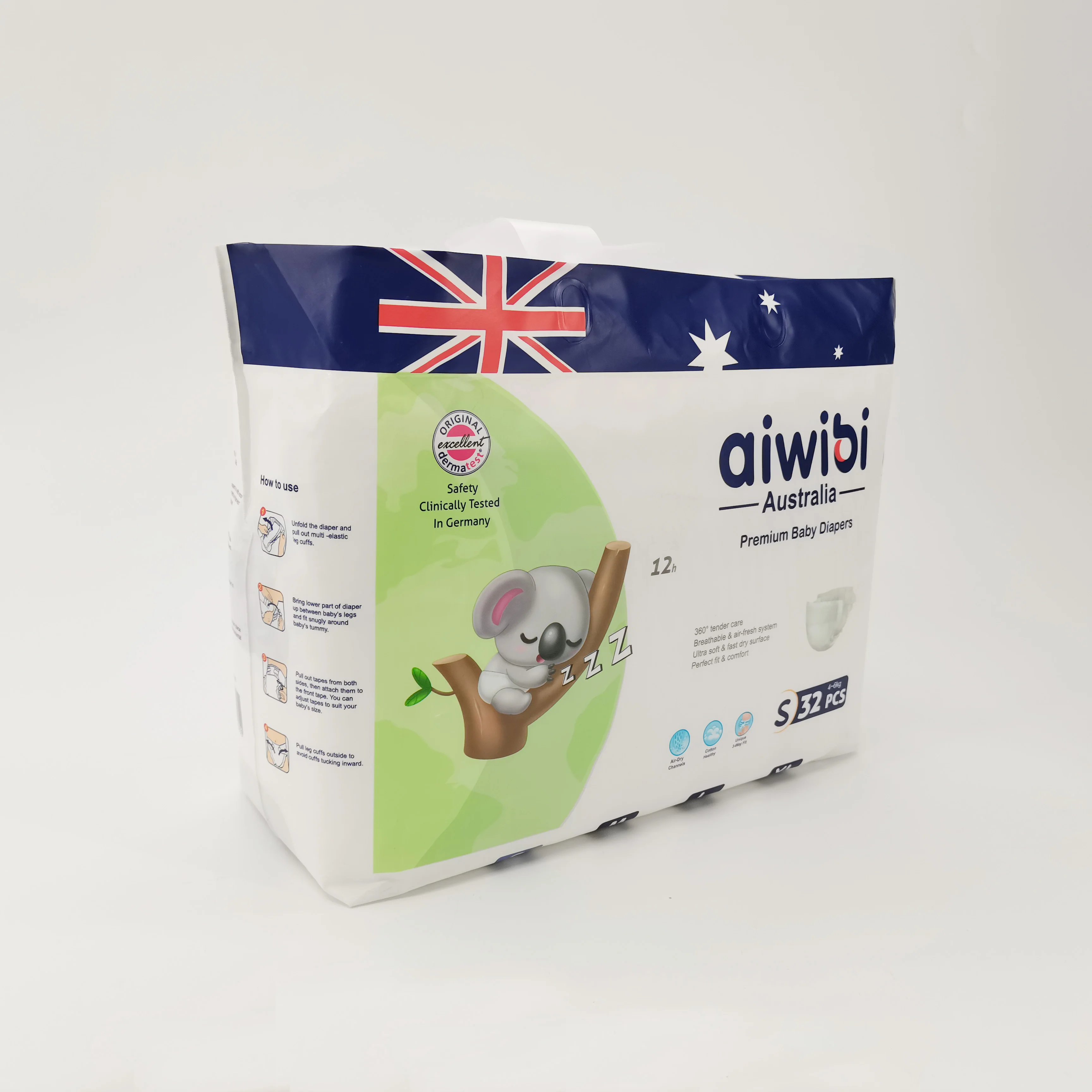 Aiwibi disposable baby diapers a grade good pampering baby nappies soft cotton diapers manufacturer in China low MOQ