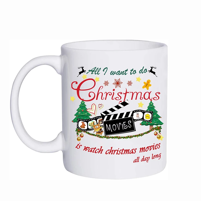 Cheap promotional custom cartoon cute coffee cups christmas mugs ceramic