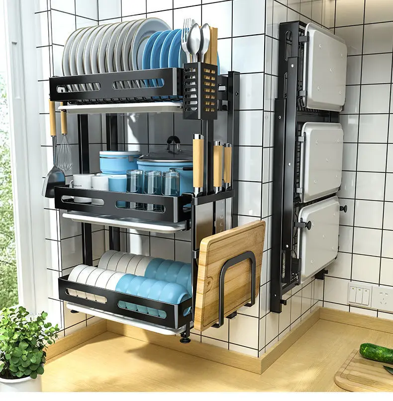 AYD dish rack drying rack layer dish drainer holder kitchen over the sink stainless steel dish racks for cabinets Storage