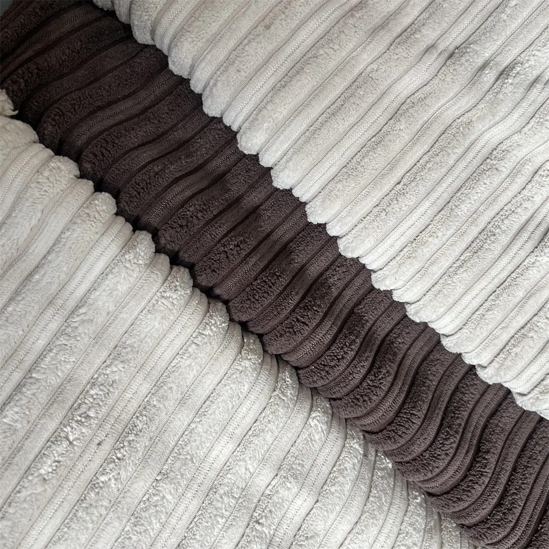 Wholesale Stretch Breathable Waterproof Polyester 2.5 woven wale RPET custom twill stripe corduroy Fabric Manufacturer for sofa