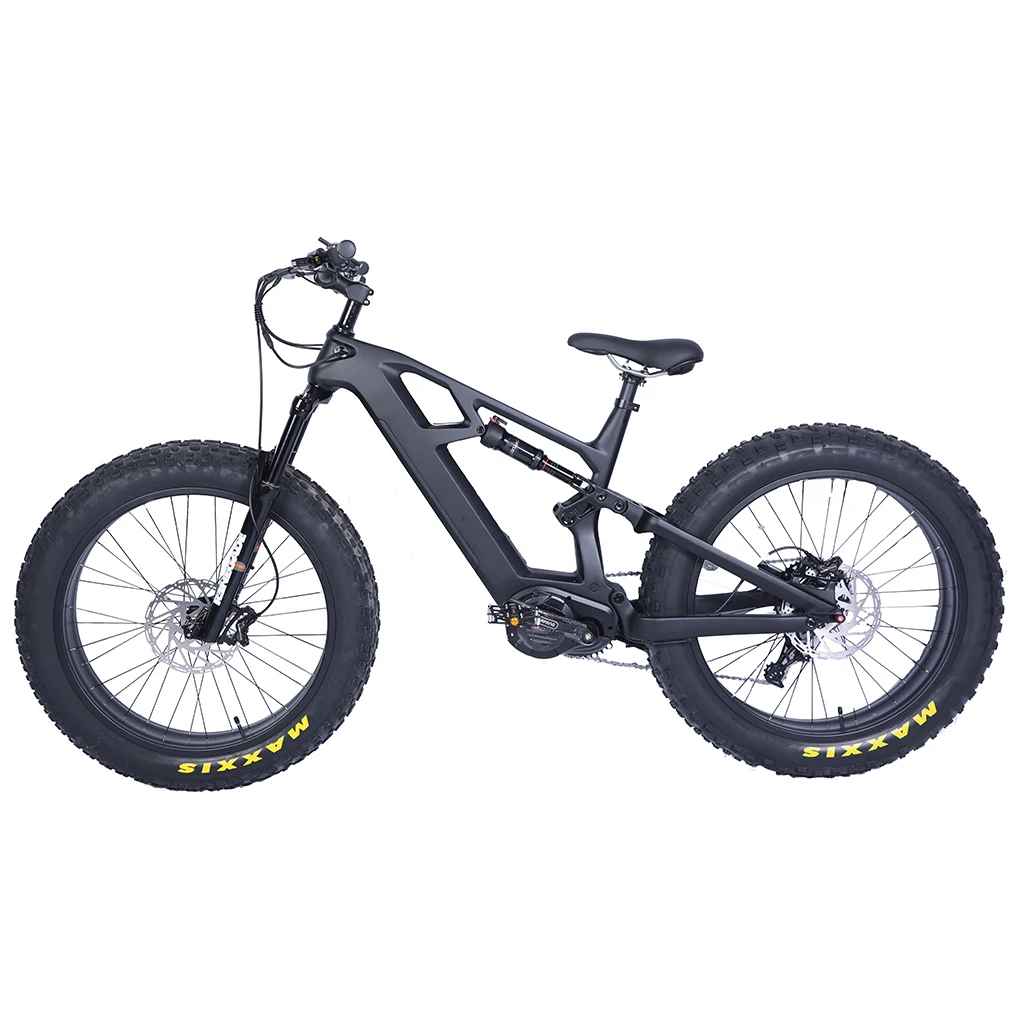 48V 1000W Bafang M620 MID Motor Snow Fat Tyre Ebike 26 Inch Off Road Electric Dirt Bike Carbon Fiber Full Suspension E Bicycle